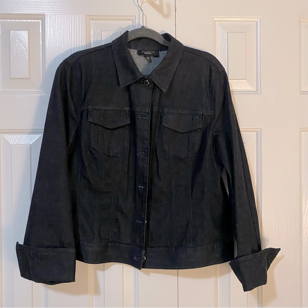 Talbots size 16 dark denim jacket with cuff sleeves